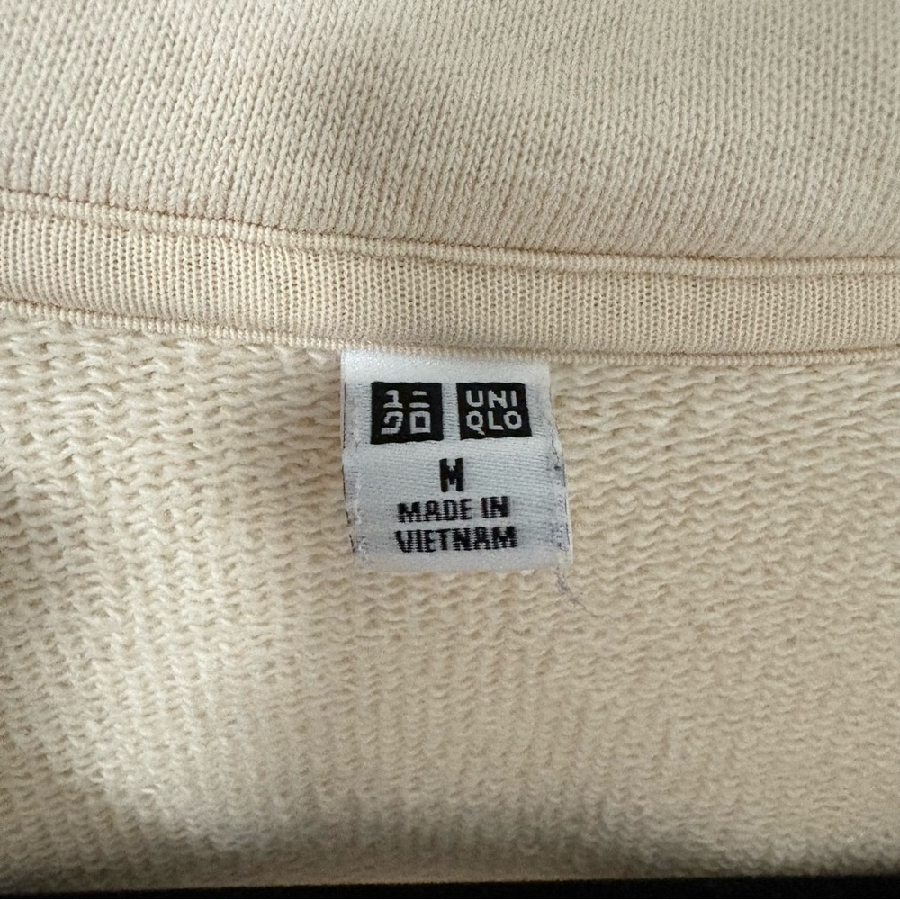 Uniqlo Women’s Long Sleeve Cream Ivory Quarter-Zip Sweatshirt Pullover - Picture 2 of 5